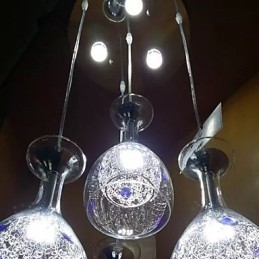 Lampada a sospensione moderna contemporanea in vetro, LED integrato 5 W, argento/oro