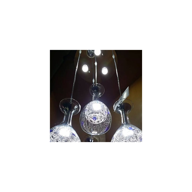Lampada a sospensione moderna contemporanea in vetro, LED integrato 5 W, argento/oro
