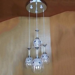 Lampada a sospensione moderna contemporanea in vetro, LED integrato 5 W, argento/oro