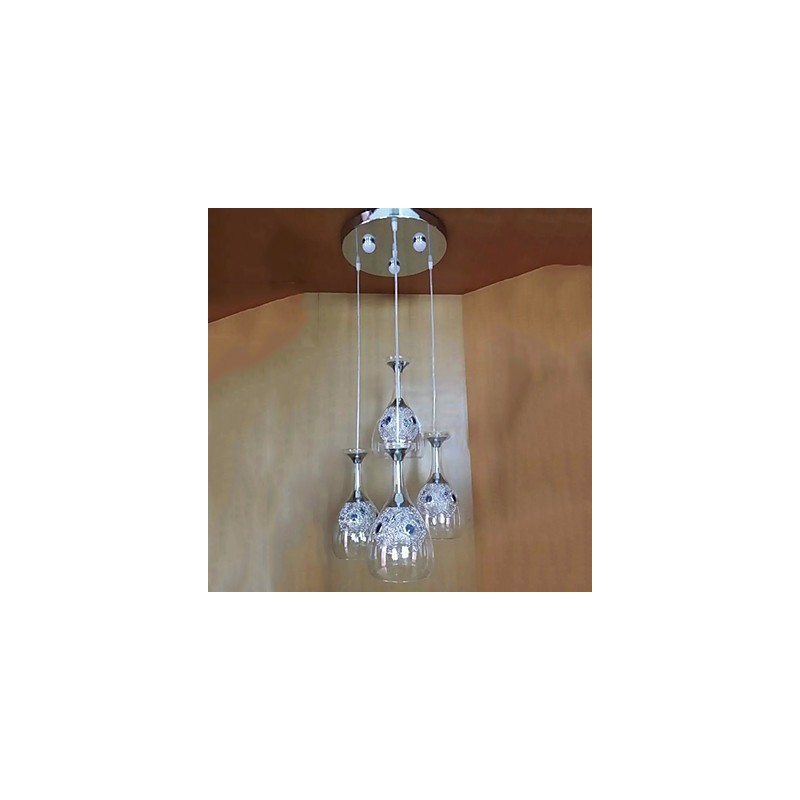 Lampada a sospensione moderna contemporanea in vetro, LED integrato 5 W, argento/oro