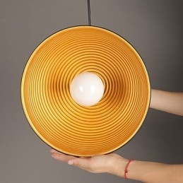 Lampada a sospensione rotonda in ferro battuto nero e bianco