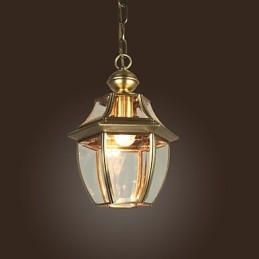 Lampada a sospensione classica tradizionale Mini, finitura galvanostegiata, paralume in vetro trasparente
