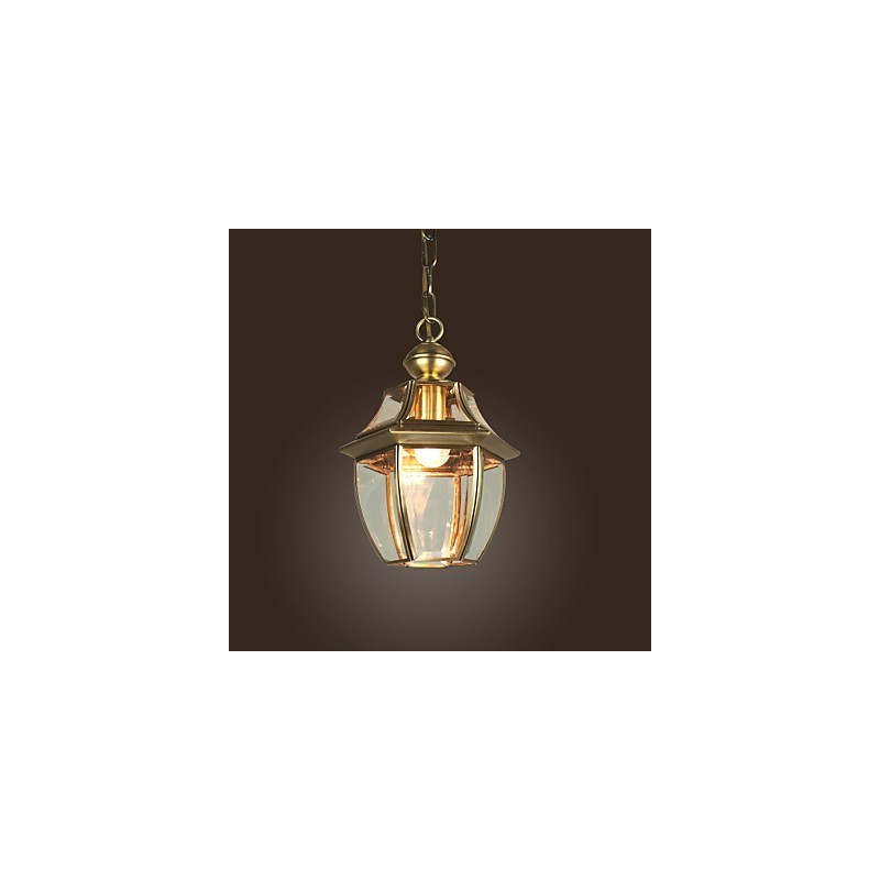 Lampada a sospensione classica tradizionale Mini, finitura galvanostegiata, paralume in vetro trasparente