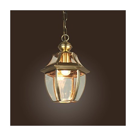 Lampada a sospensione classica tradizionale Mini, finitura galvanostegiata, paralume in vetro trasparente