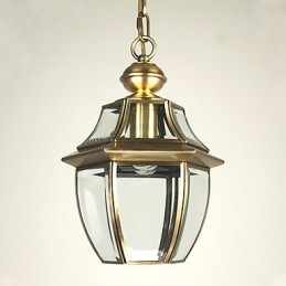 Lampada a sospensione classica tradizionale Mini, finitura galvanostegiata, paralume in vetro trasparente