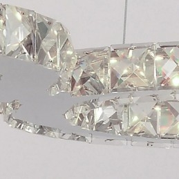 Lampada a sospensione moderna in metallo cromato e cristallo