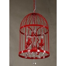 Lampadario a sospensione vintage in cristallo con gabbia in ferro per scale