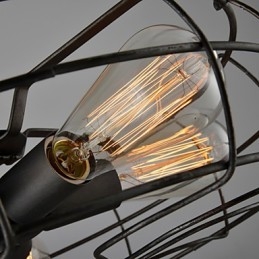 Lampada da soffitto a ventilatore retrò europea industriale, montaggio a filo, nera