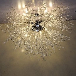 Lampada a sospensione globo in cristallo mitato, G4, acciaio inossidabile, diam. 90 cm