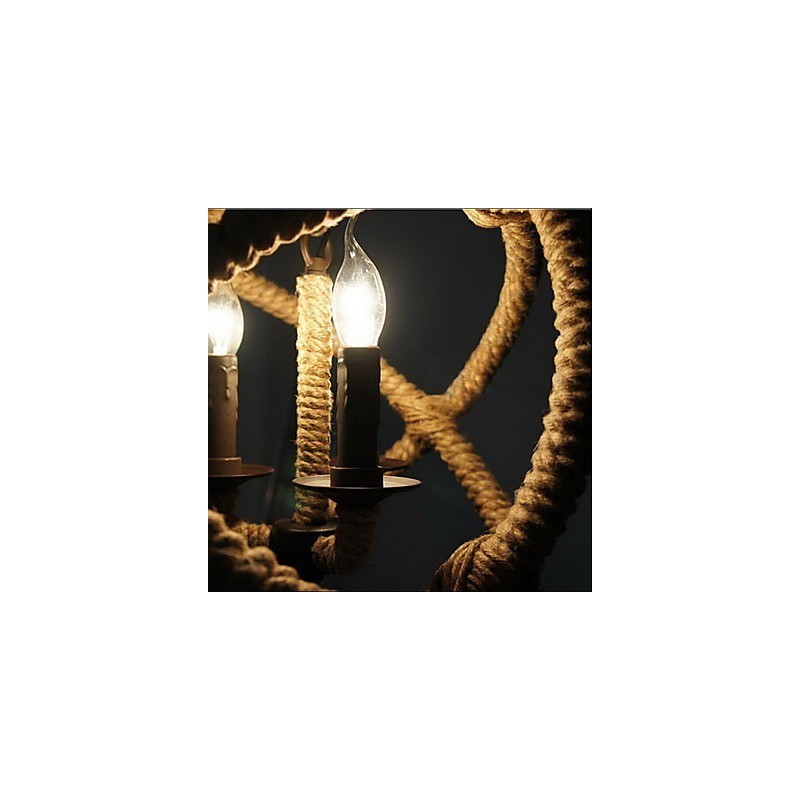 Lampada a sospensione classica rustica country retrò vintage in metallo nero e marrone