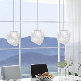 Lampadario a sospensione in vetro artistico contemporaneo effetto cristallo di ghiaccio, forme irregolari