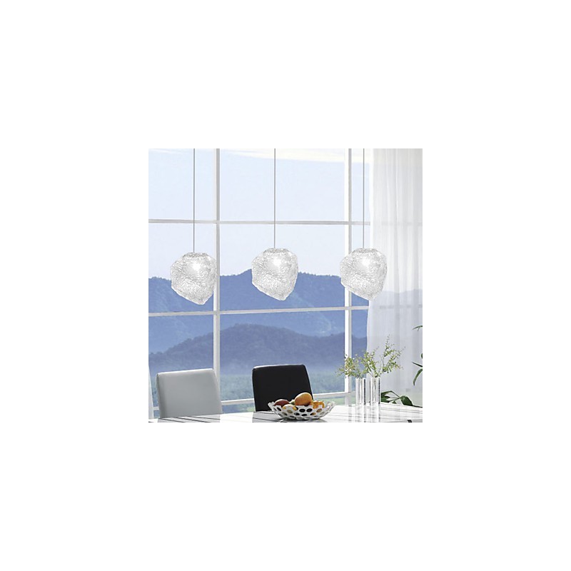 Lampadario a sospensione in vetro artistico contemporaneo effetto cristallo di ghiaccio, forme irregolari