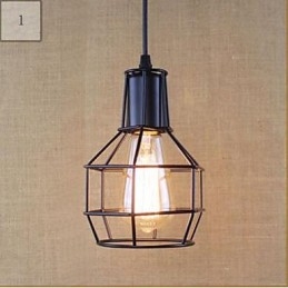 Lampada a sospensione in metallo nero stile vintage rustico 1 livello E26/E27