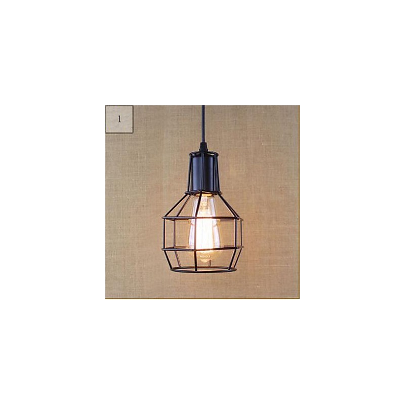 Lampada a sospensione in metallo nero stile vintage rustico 1 livello E26/E27