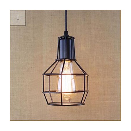 Lampada a sospensione in metallo nero stile vintage rustico 1 livello E26/E27