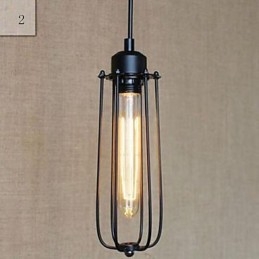 Lampada a sospensione in metallo nero stile vintage rustico 1 livello E26/E27