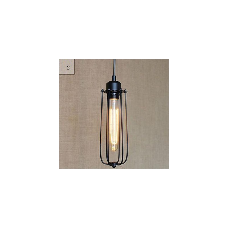 Lampada a sospensione in metallo nero stile vintage rustico 1 livello E26/E27