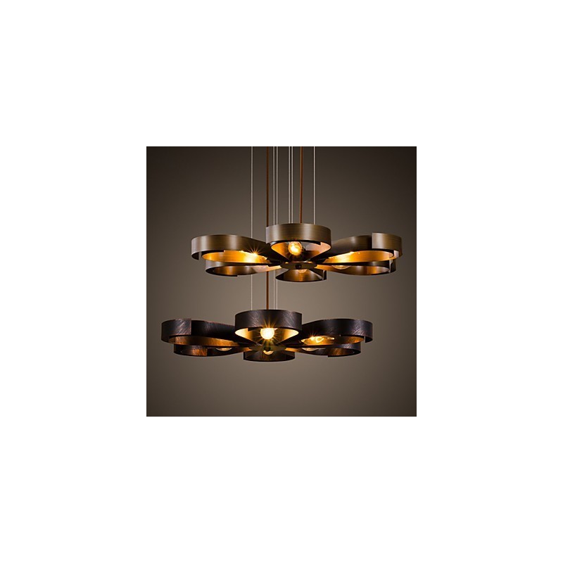 Lampada a sospensione retrò in metallo semplice, 6 luci E26/E27, 600 mm