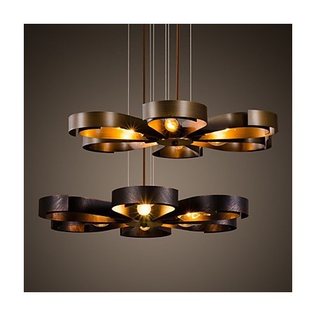 Lampada a sospensione retrò in metallo semplice, 6 luci E26/E27, 600 mm