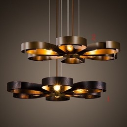 Lampada a sospensione retrò in metallo semplice, 6 luci E26/E27, 600 mm