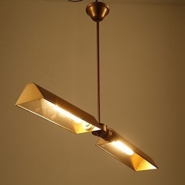 Lampada a sospensione mini retrò dorata in metallo 2 lampadine E26/E27