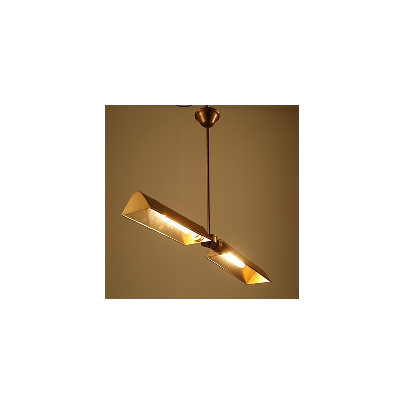Lampada a sospensione mini retrò dorata in metallo 2 lampadine E26/E27