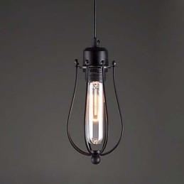 Lampada a sospensione mini Edison con gabbia nera, 3 luci, stile rustico