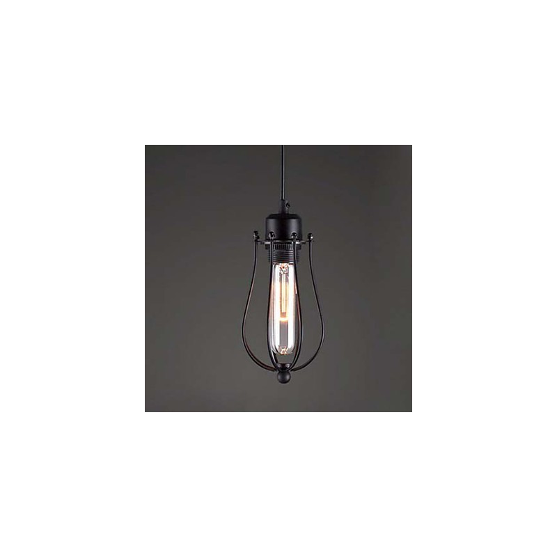 Lampada a sospensione mini Edison con gabbia nera, 3 luci, stile rustico
