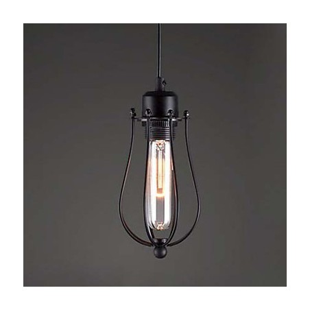 Lampada a sospensione mini Edison con gabbia nera, 3 luci, stile rustico