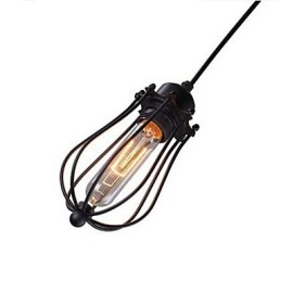 Lampada a sospensione mini Edison con gabbia nera, 3 luci, stile rustico