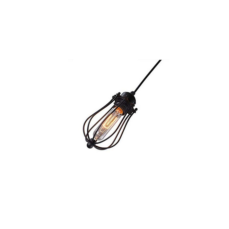 Lampada a sospensione mini Edison con gabbia nera, 3 luci, stile rustico