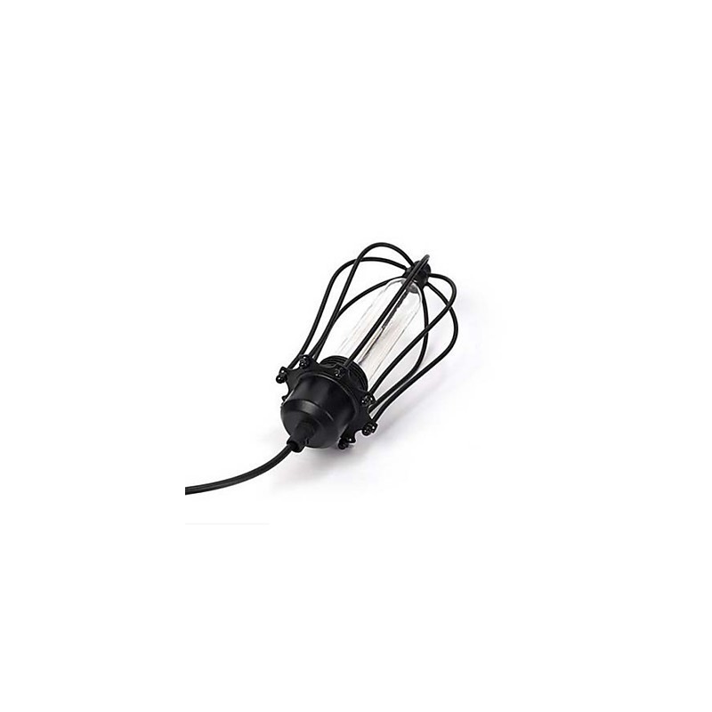 Lampada a sospensione mini Edison con gabbia nera, 3 luci, stile rustico