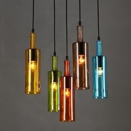 Lampada a sospensione bottiglia in vetro effetto antico, luce diffusa