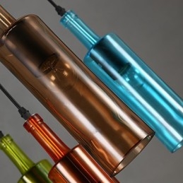 Lampada a sospensione bottiglia in vetro effetto antico, luce diffusa