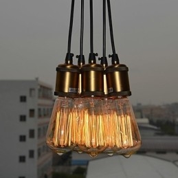 Lampada a sospensione country in metallo galvanizzato, montaggio a filo, 5 luci