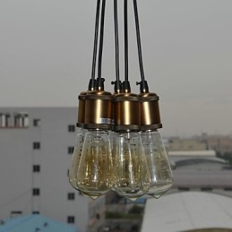 Lampada a sospensione country in metallo galvanizzato, montaggio a filo, 5 luci