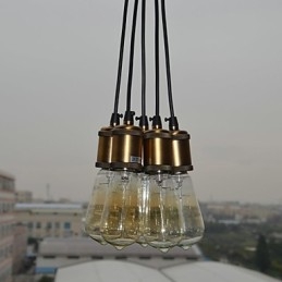 Lampada a sospensione country in metallo galvanizzato, montaggio a filo, 5 luci