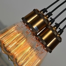 Lampada a sospensione country in metallo galvanizzato, montaggio a filo, 5 luci