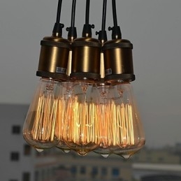 Lampada a sospensione country in metallo galvanizzato, montaggio a filo, 5 luci
