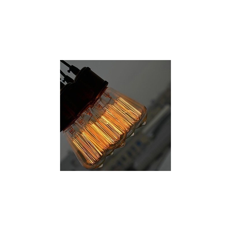 Lampada a sospensione country in metallo galvanizzato, montaggio a filo, 5 luci