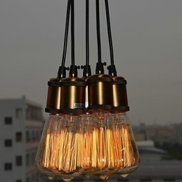 Lampada a sospensione country in metallo galvanizzato, montaggio a filo, 5 luci