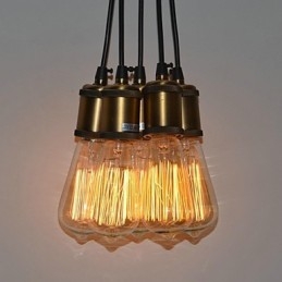 Lampada a sospensione country in metallo galvanizzato, montaggio a filo, 5 luci