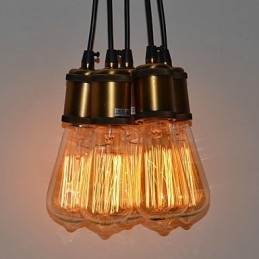 Lampada a sospensione country in metallo galvanizzato, montaggio a filo, 5 luci