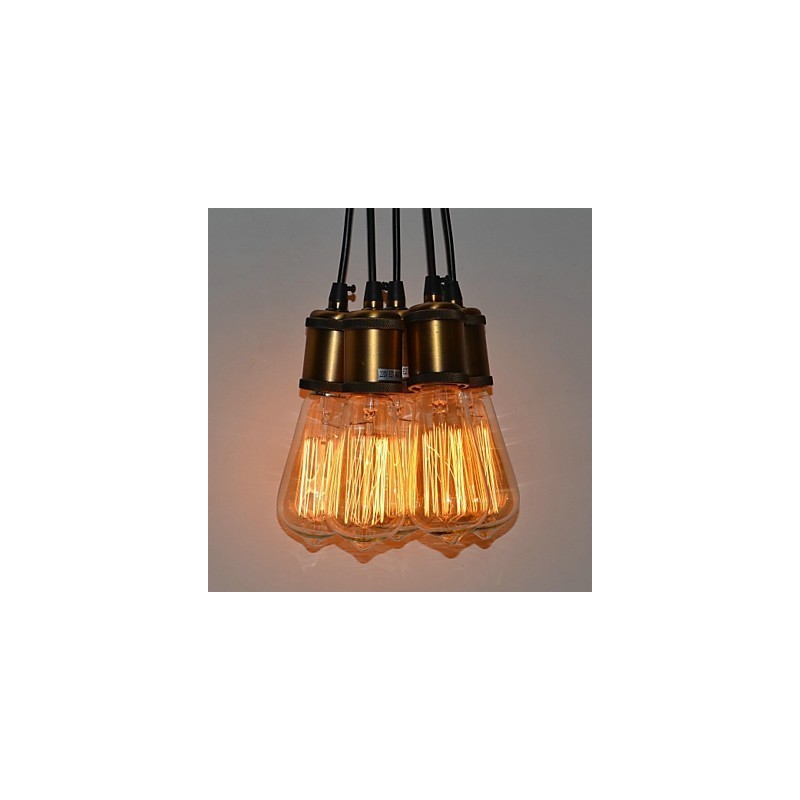 Lampada a sospensione country in metallo galvanizzato, montaggio a filo, 5 luci
