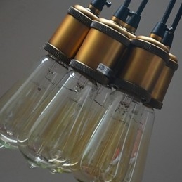 Lampada a sospensione country in metallo galvanizzato, montaggio a filo, 5 luci