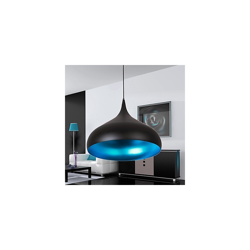 Lampada a sospensione mini moderna e retrò in metallo nero, 20 x 22 cm, E26/E27