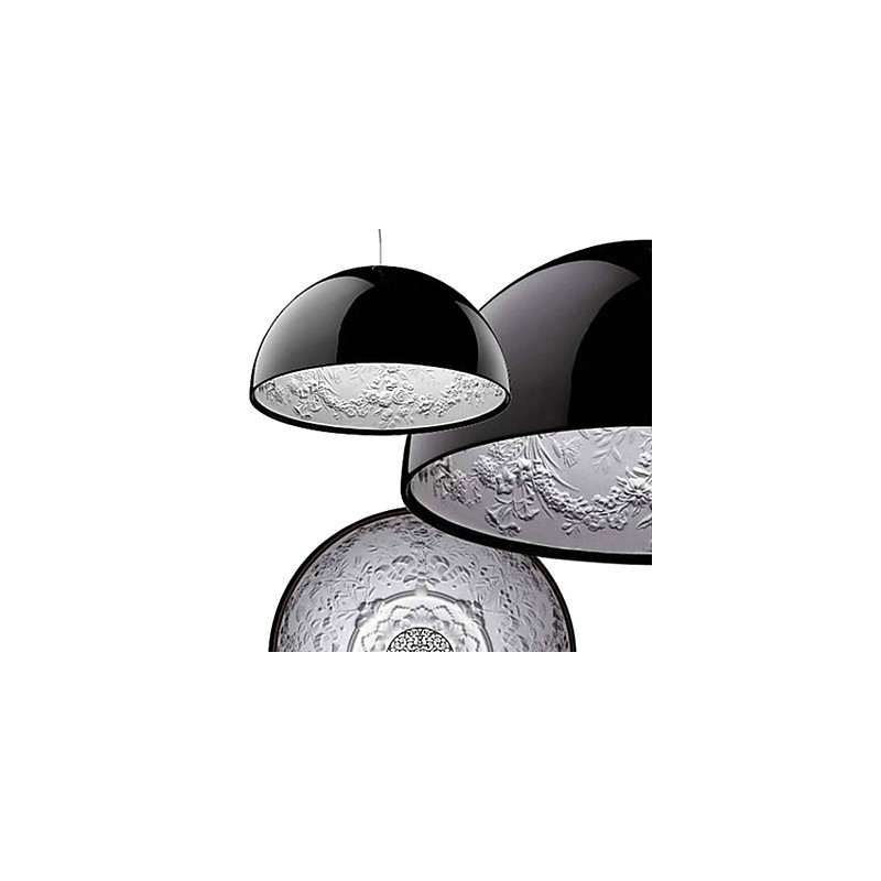 Lampada a sospensione mini a ciotola moderna e contemporanea in metallo nero