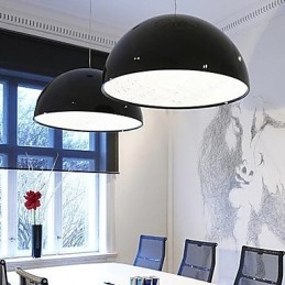 Lampada a sospensione mini a ciotola moderna e contemporanea in metallo nero