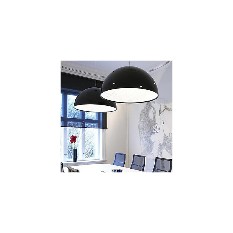 Lampada a sospensione mini a ciotola moderna e contemporanea in metallo nero