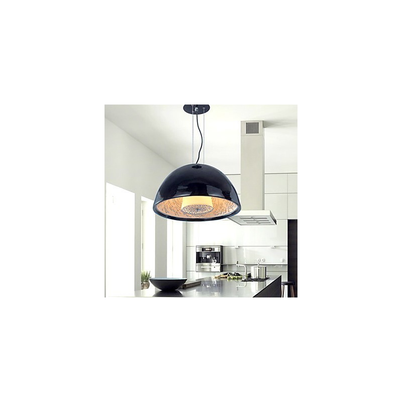 Lampada a sospensione mini a ciotola moderna e contemporanea in metallo nero
